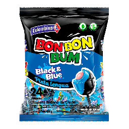 Bon Bon Bum Lollipops Black & Blue 24stuks
