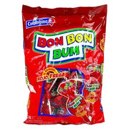 Bon Bon Bum Lollipops Strawberry 24stuks (408g)