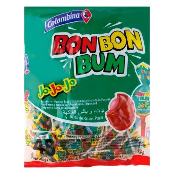 Colombina Bon Bon Bum Raspberry Passion fruit Jo-Jo-Jo 48 stuks DATUM