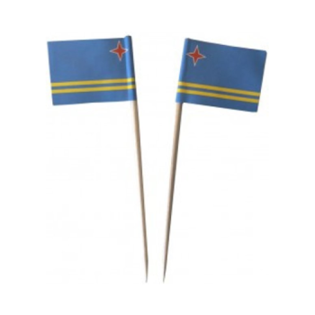 Cocktailprikker Aruba Vlag - 50 stuks