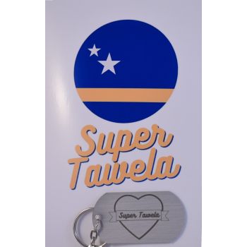 Super tawela curacao wenskaart met sleutelhanger / Super opa