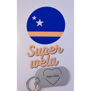 Super wela Curacao Wenskaart Met Sleutelhanger / Super oma