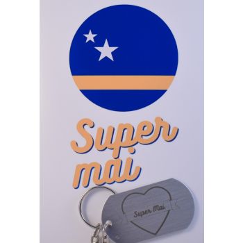 Super mai curacao wenskaart met sleutelhanger / Super mama