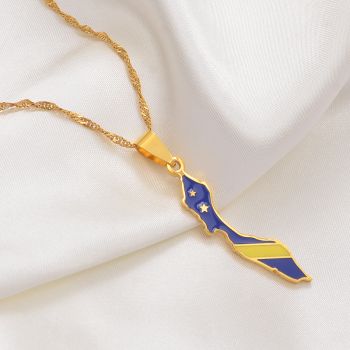 Jewelry Necklace Curacao Gold Color With Flag 60cm